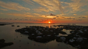 photo coucher de soleil prise par drone aux Bermudes